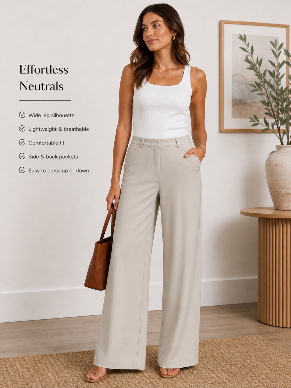 Worthington Beige Wide Leg Trousers